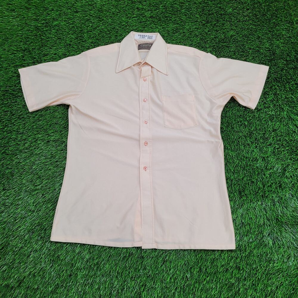 Vintage 70s Disco Shiny Button Shirt Medium 20x28 Faded